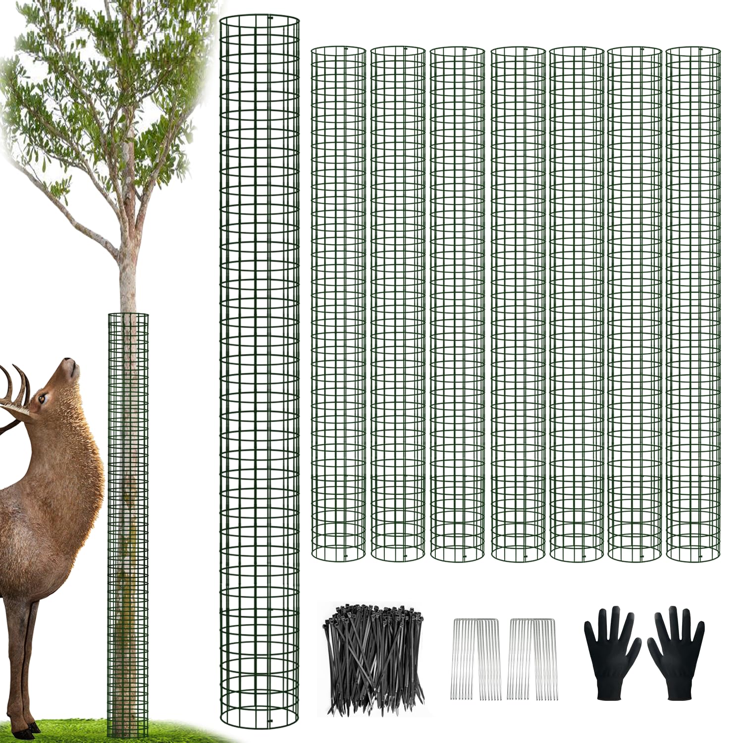 chicarry front packaging showing eight tree guards and accessories protecting new plantings