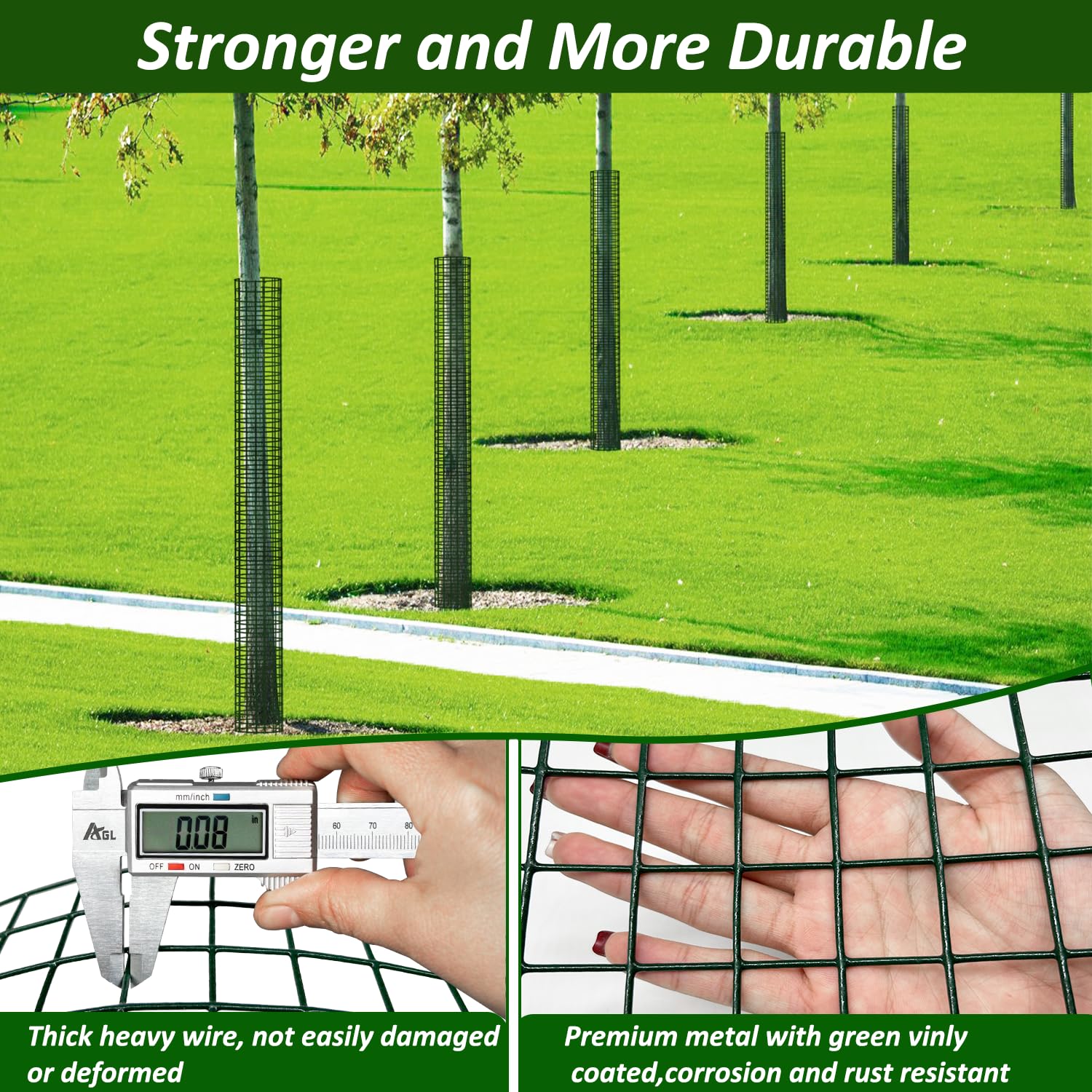 chicarry stacked mesh panels showing expandable height for taller tree protection