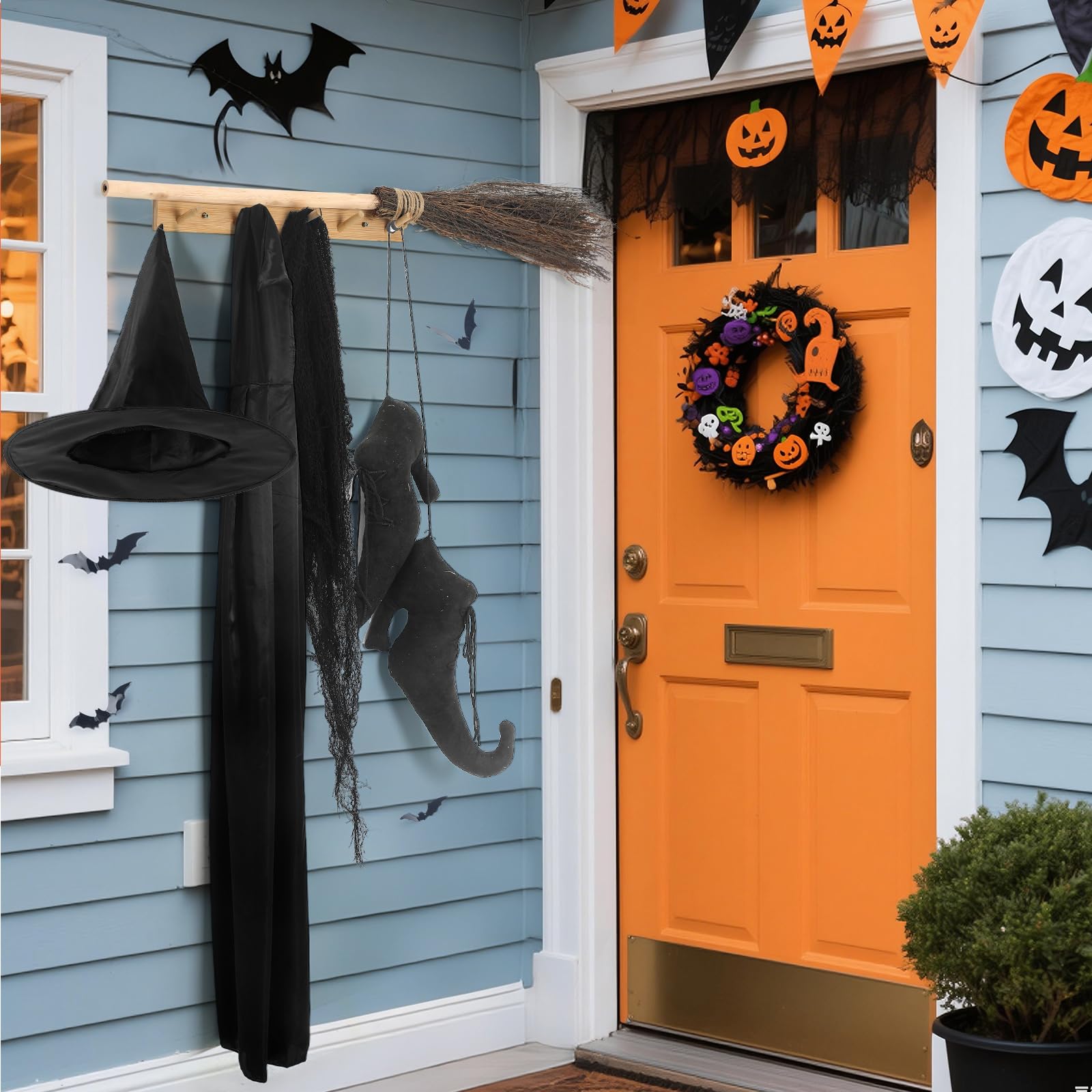 Chicingyou wooden hook with hat and broom arranged for easy hanging