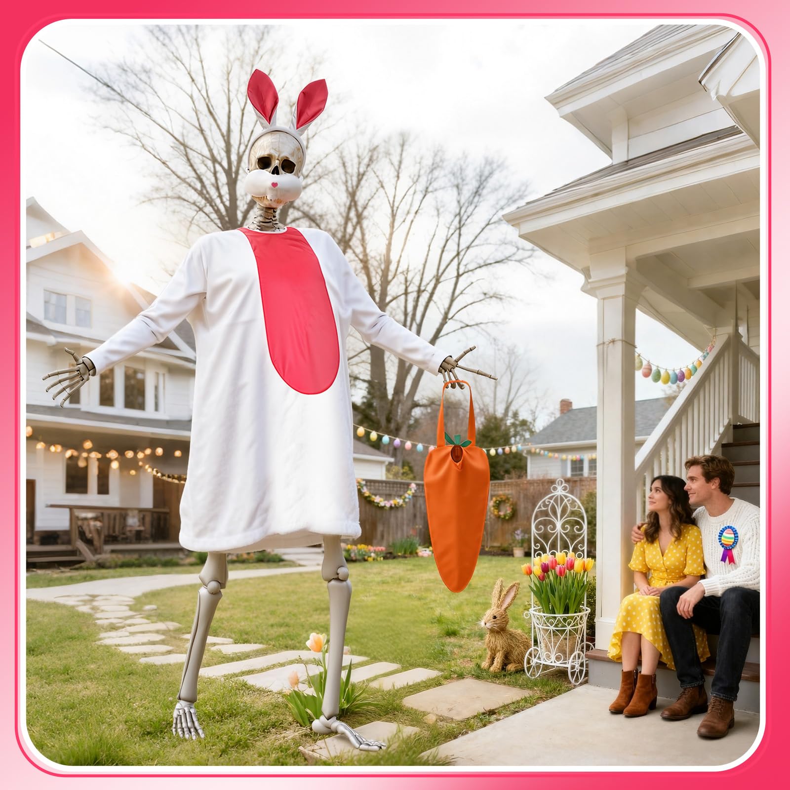 Chicingyou yard display with dressed skeleton creating seasonal curb appeal