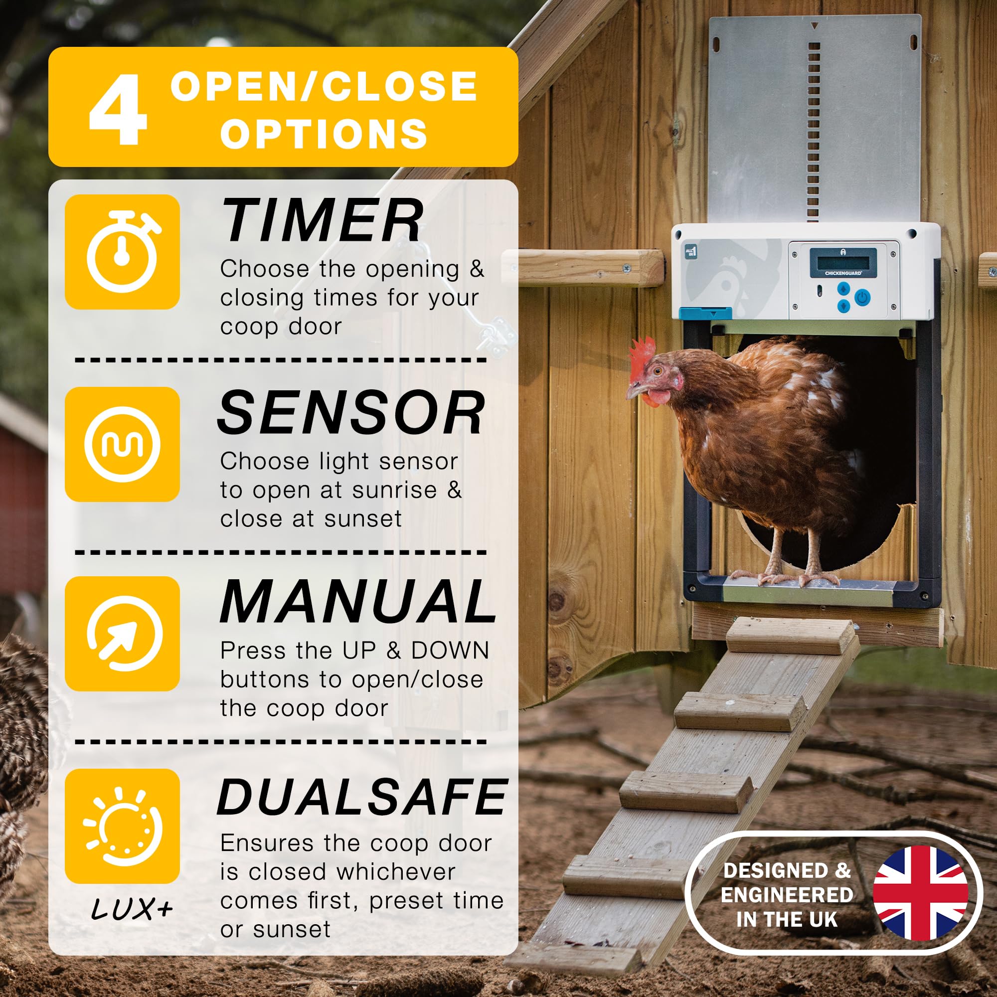 ChickenGuard close-up of powder-coated aluminum door showing predator resistance benefit