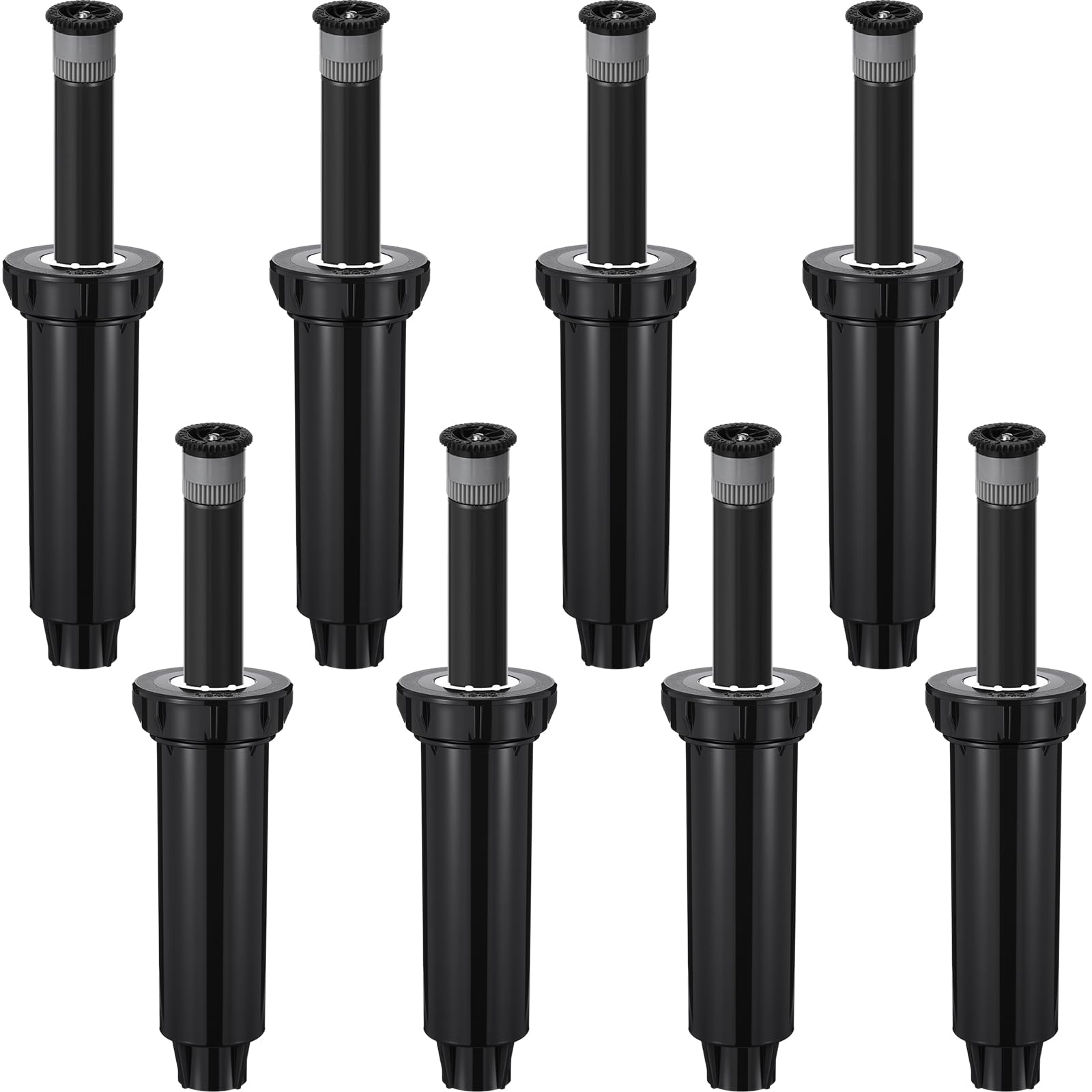 Chicmount front view of eight boxed 4-inch pop-up sprinkler heads showing kit convenience