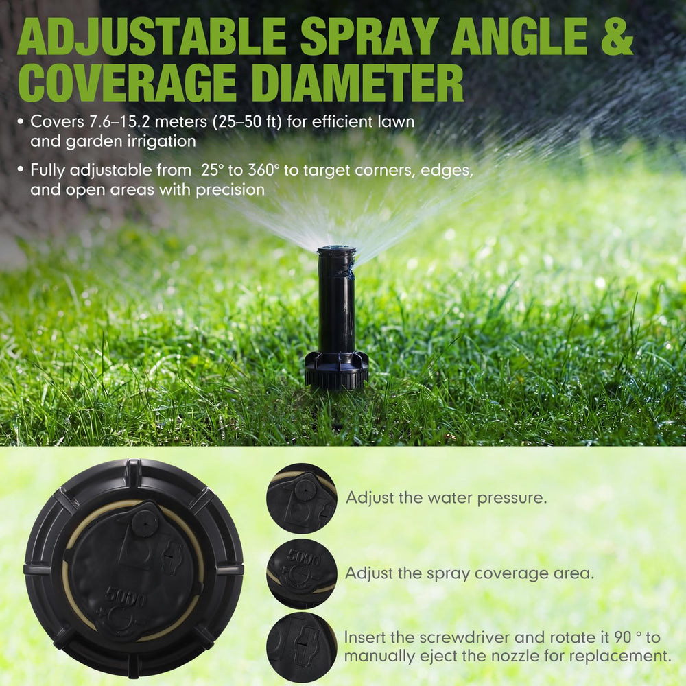 Chicmount rotor installed in sod showing real-world lawn coverage and uniform spray benefit