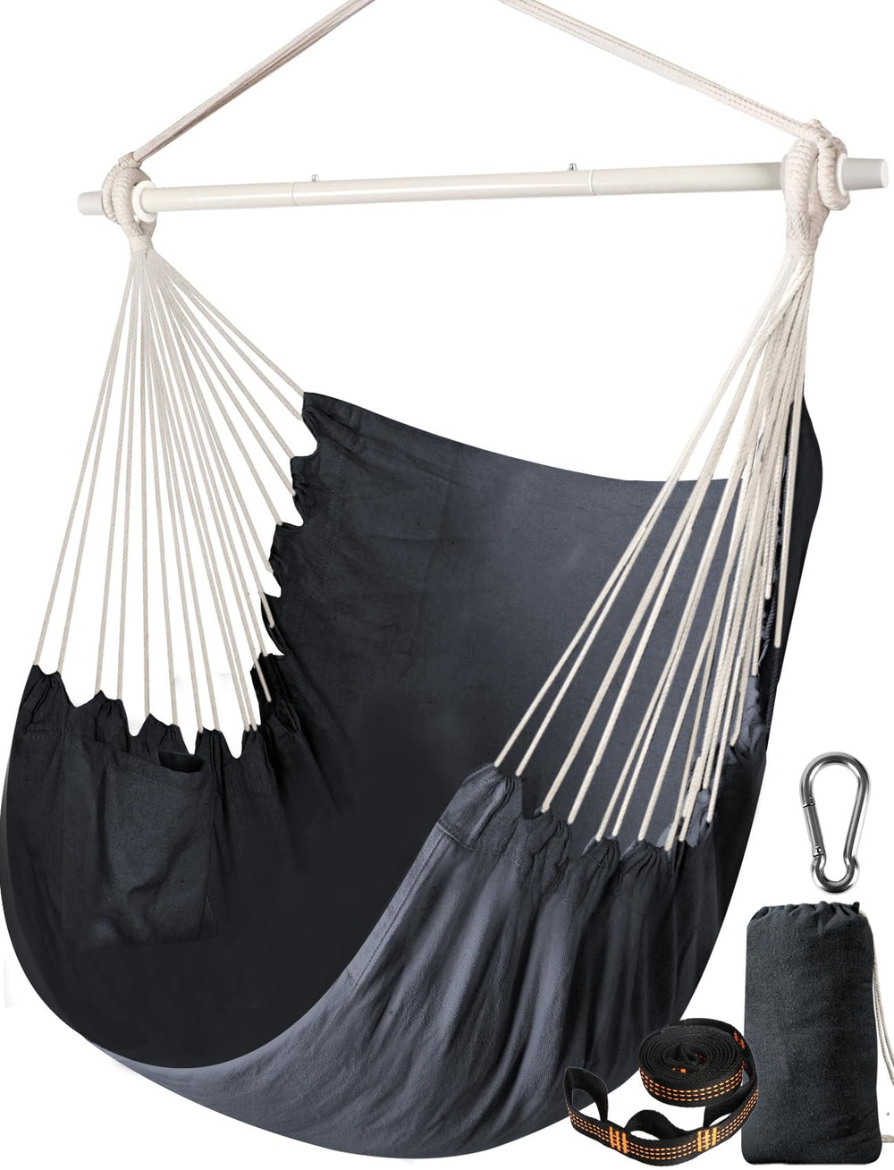 Chihee front view hammock chair showing comfy cotton-blend seat for relaxation