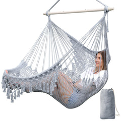 Chihee front view hammock chair showing full hanging seat and spreader bar for comfortable lounging