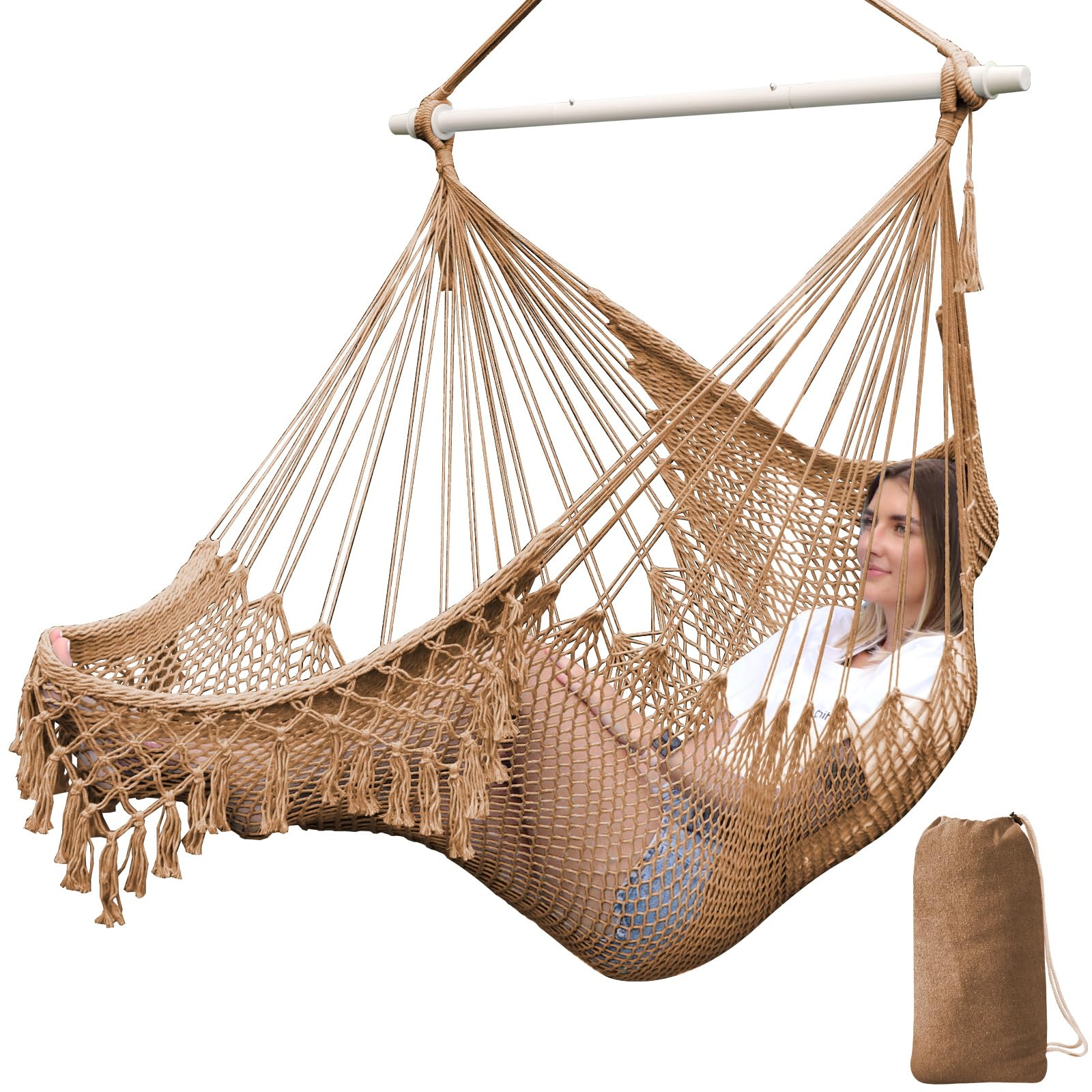 Chihee front view of hammock chair showing roomy open seat and comfort