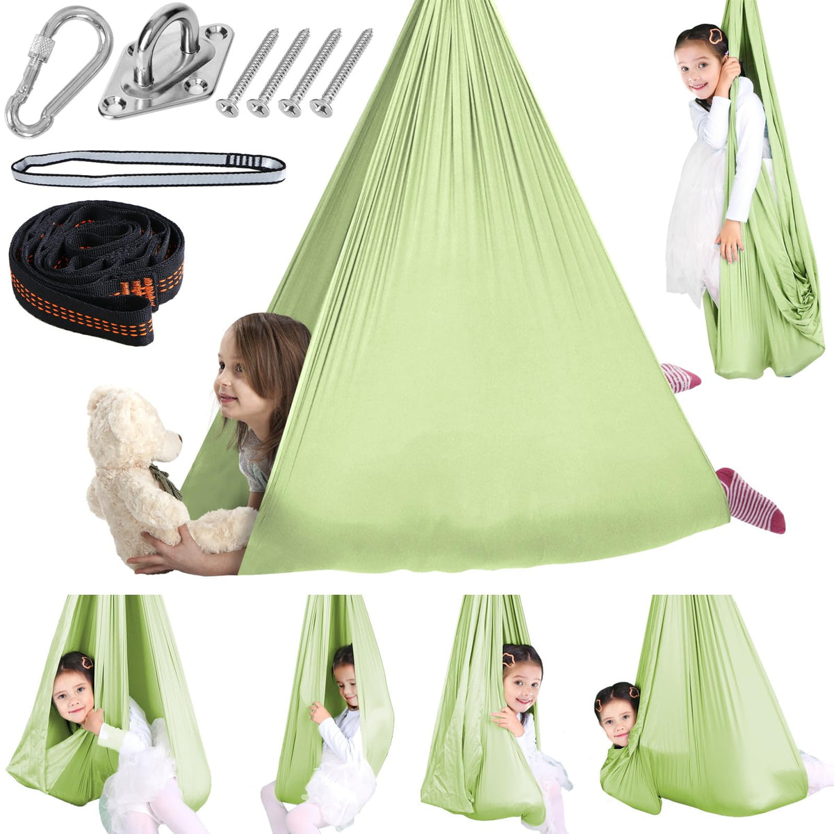 Chihee front view showing cocoon swing and strap kit, clear product benefit