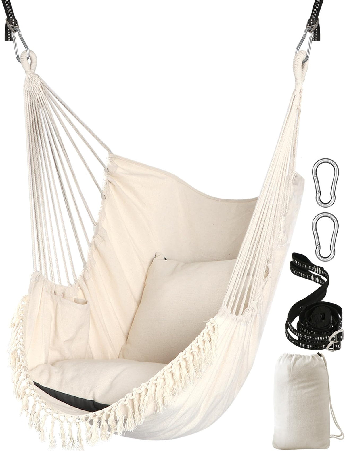 Chihee hammock chair front view showing full seat and cushions for relaxed comfort