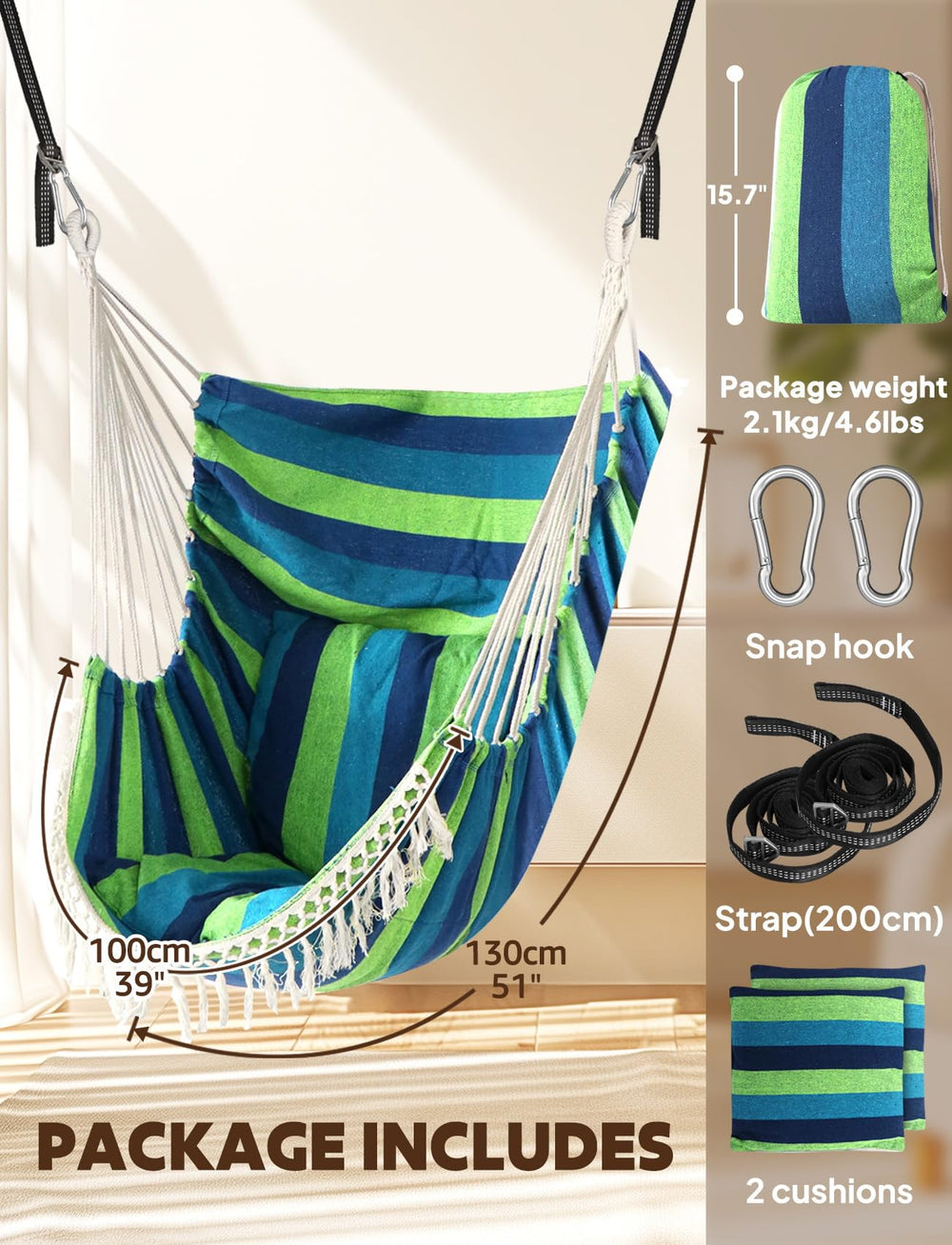 Chihee hammock chair hung on a porch demonstrating versatile outdoor use