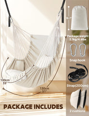 Chihee hammock chair hanging on porch demonstrating comfortable outdoor use