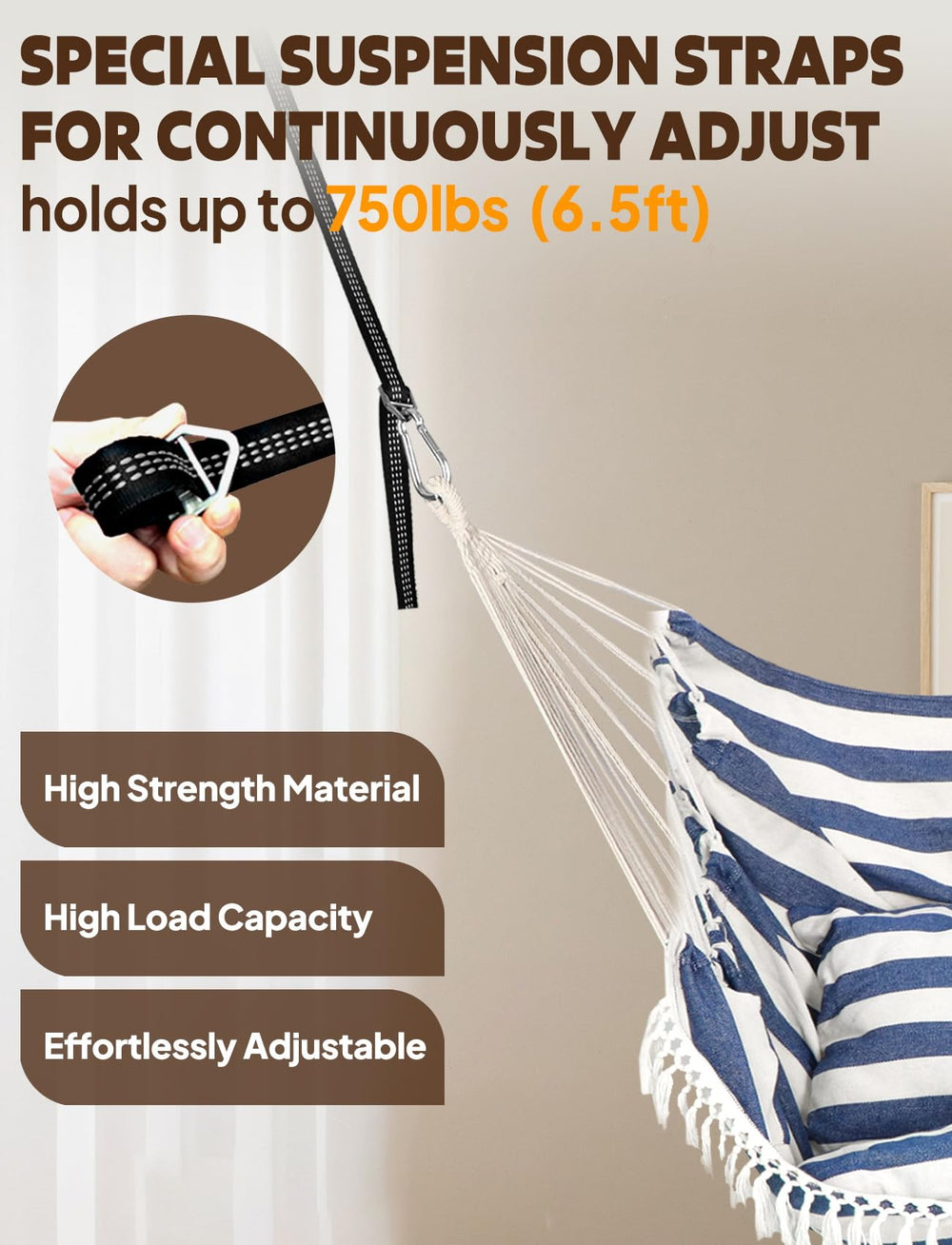 Chihee hammock chair side pocket holding a phone and book, convenient storage benefit