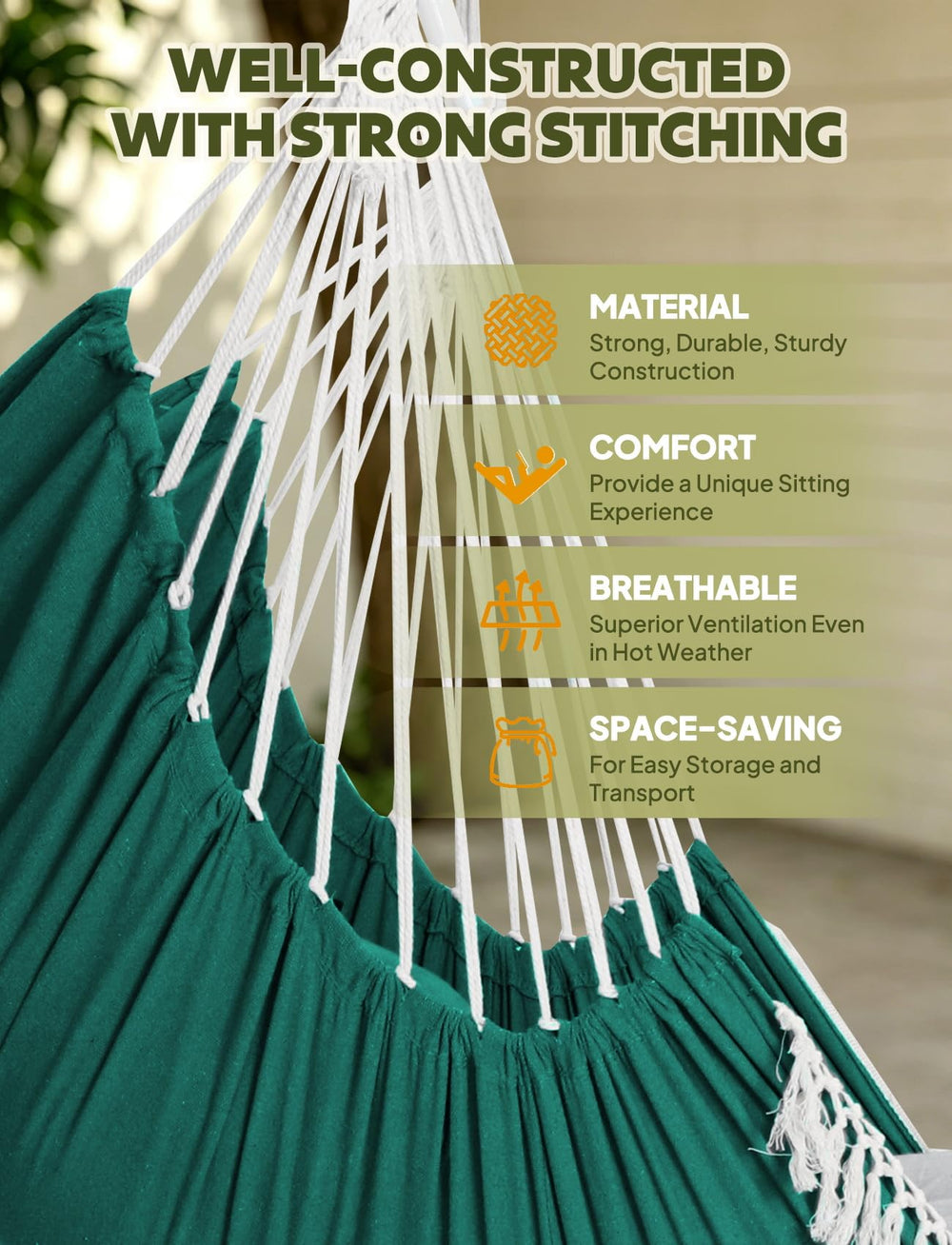Chihee hammock chair two cushions arranged highlighting added comfort and support