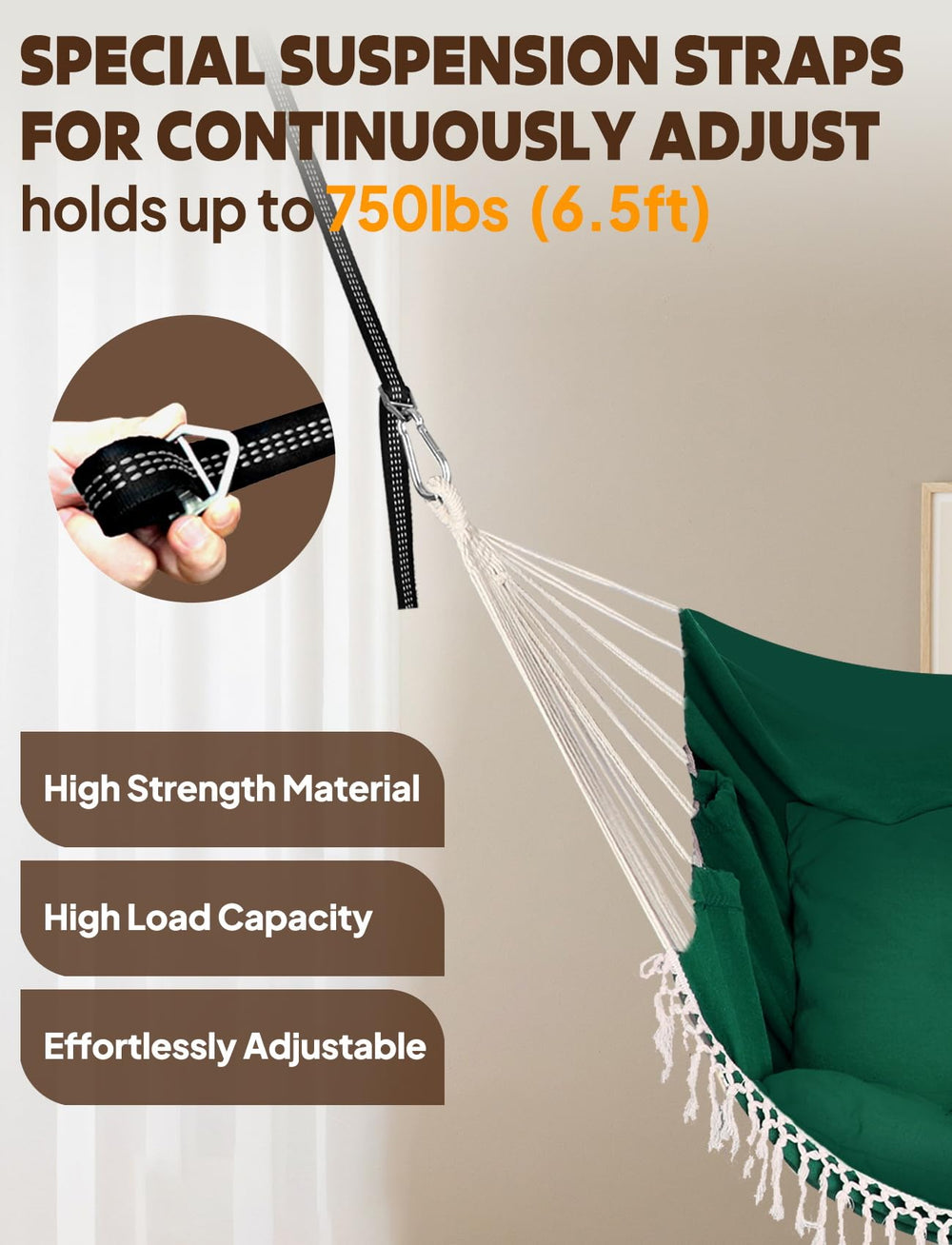 Chihee side pocket and included hooks showing convenient storage and easy setup