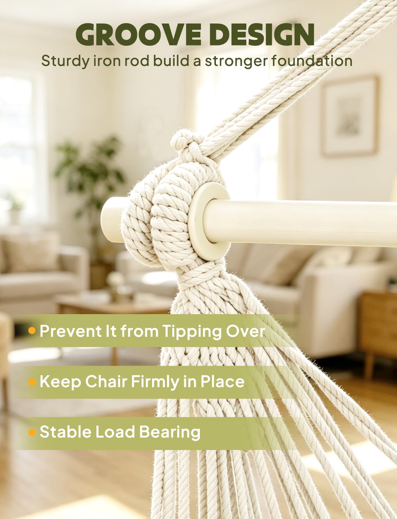Chihee hammock chair in living room showing stylish, space-saving seating