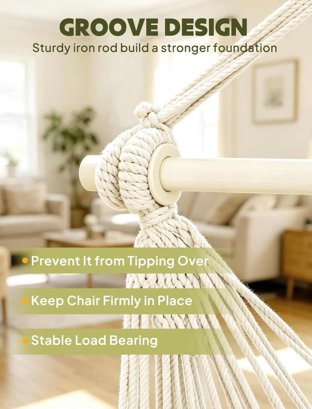 Chihee hammock chair in living room showing stylish, space-saving seating