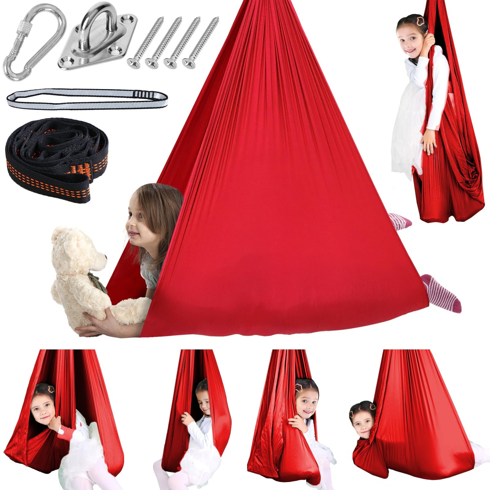 Chihee sensory swing front view showing cocoon shape and entrance, calming play spot