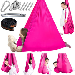 Chihee front view of sensory swing showing cocoon shape and secure stitching for calming play