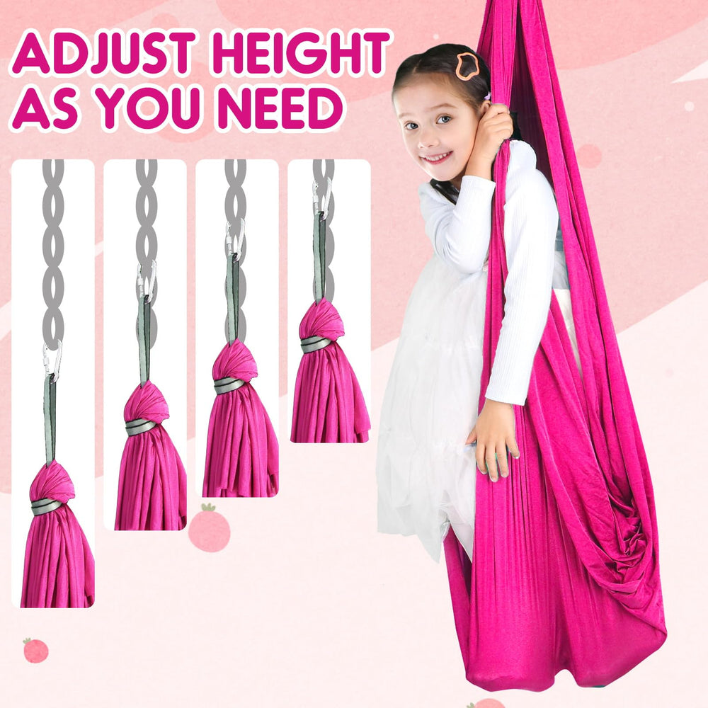 Chihee swing next to a chair showing dimensions and scale for room planning and safety
