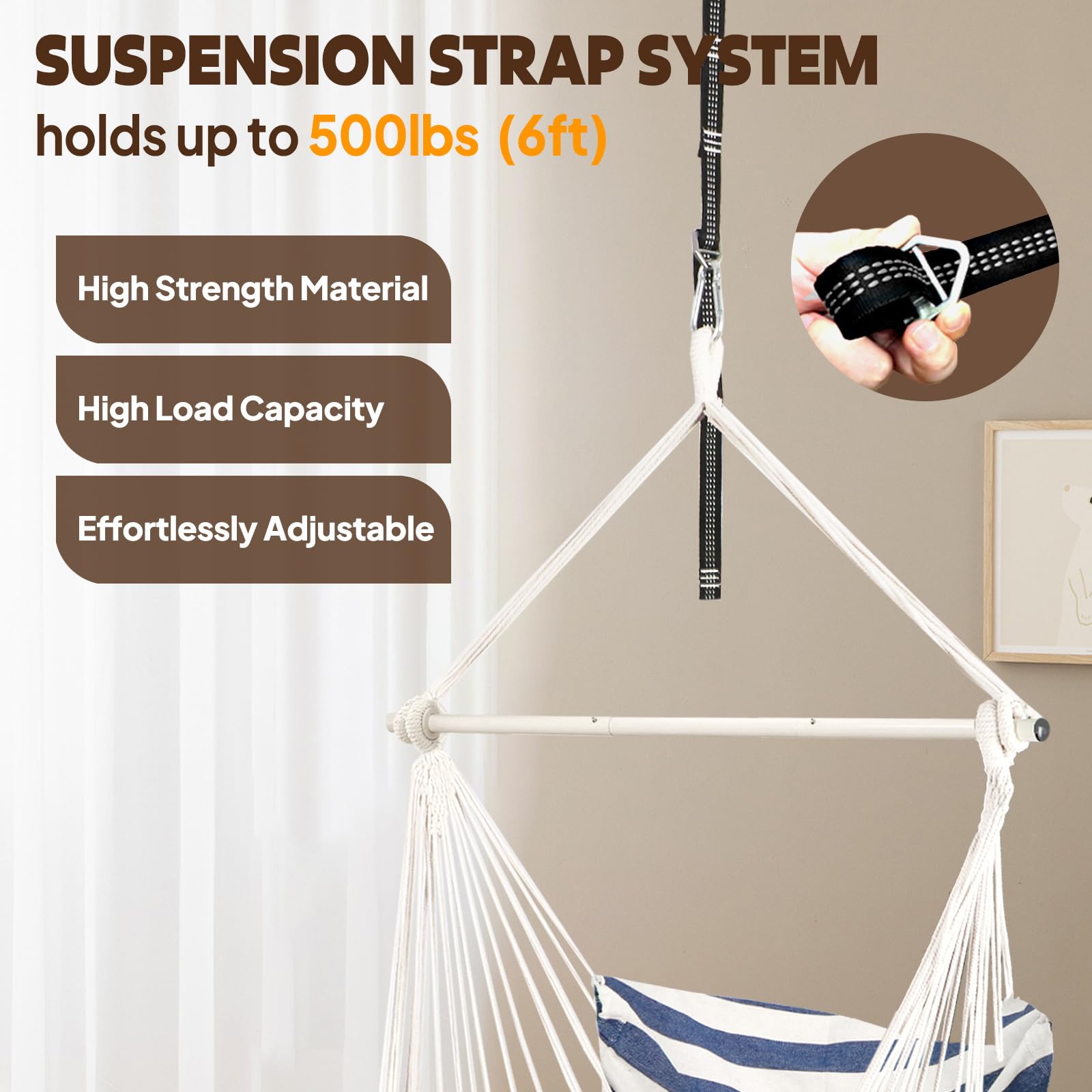 Chihee side pocket and suspension straps for handy storage and convenience
