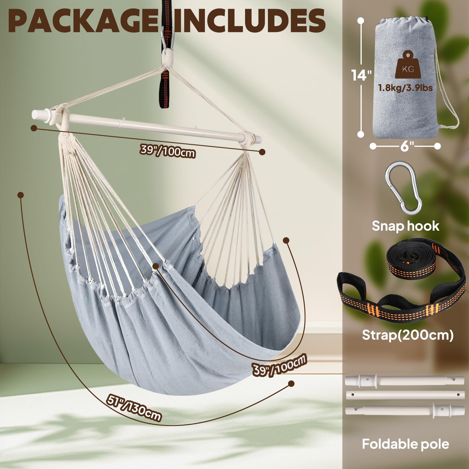 Chihee metal spreader bar and carabiner detail for strong support