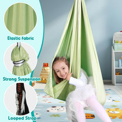Chihee swing in use with child gently rocking, calming vestibular benefit