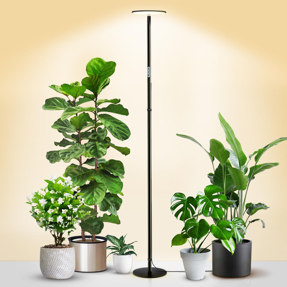 chiphy grow light front view showing sleek black design and wide panel benefit: blends into home decor