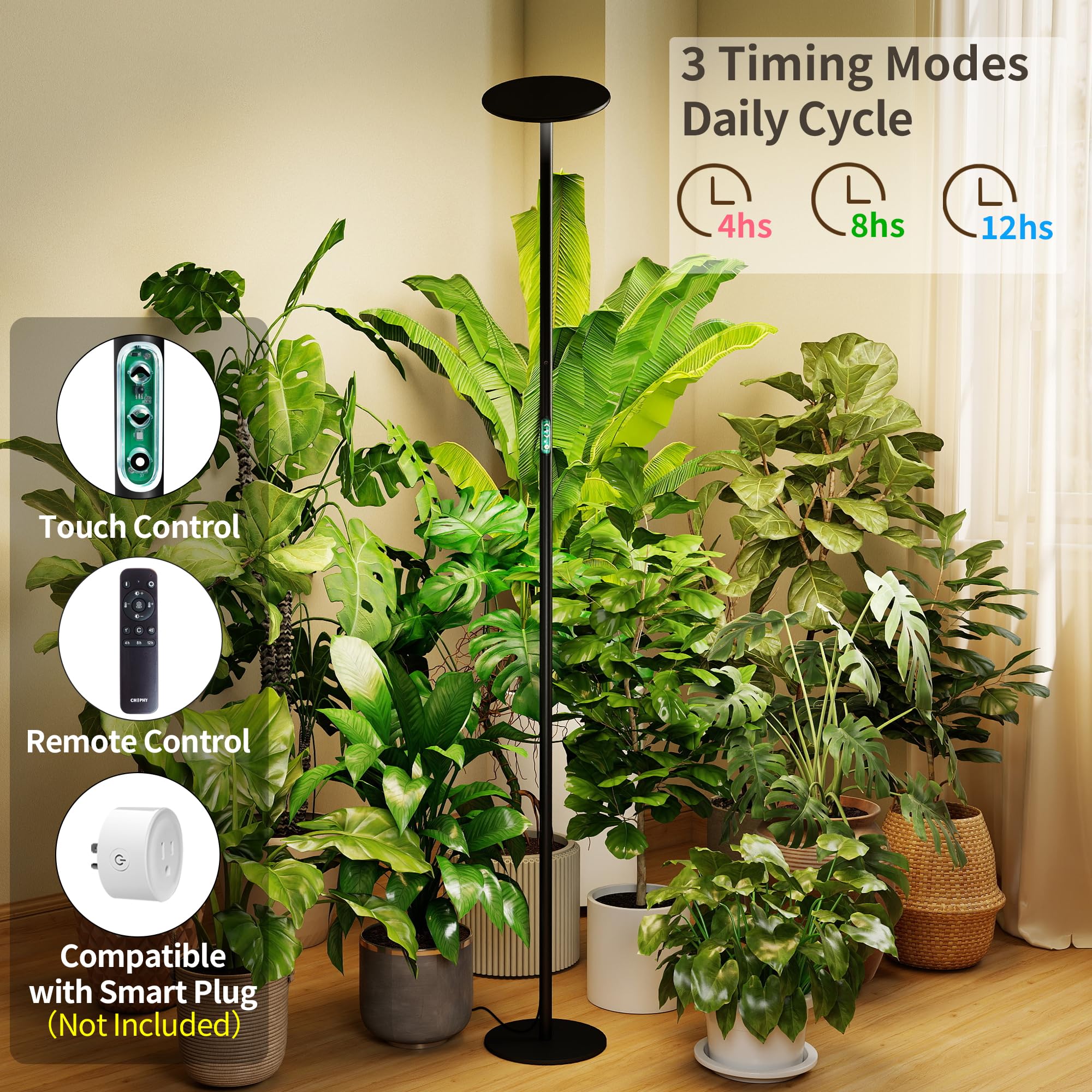 chiphy lamp in a living room beside plants illustrating natural room integration