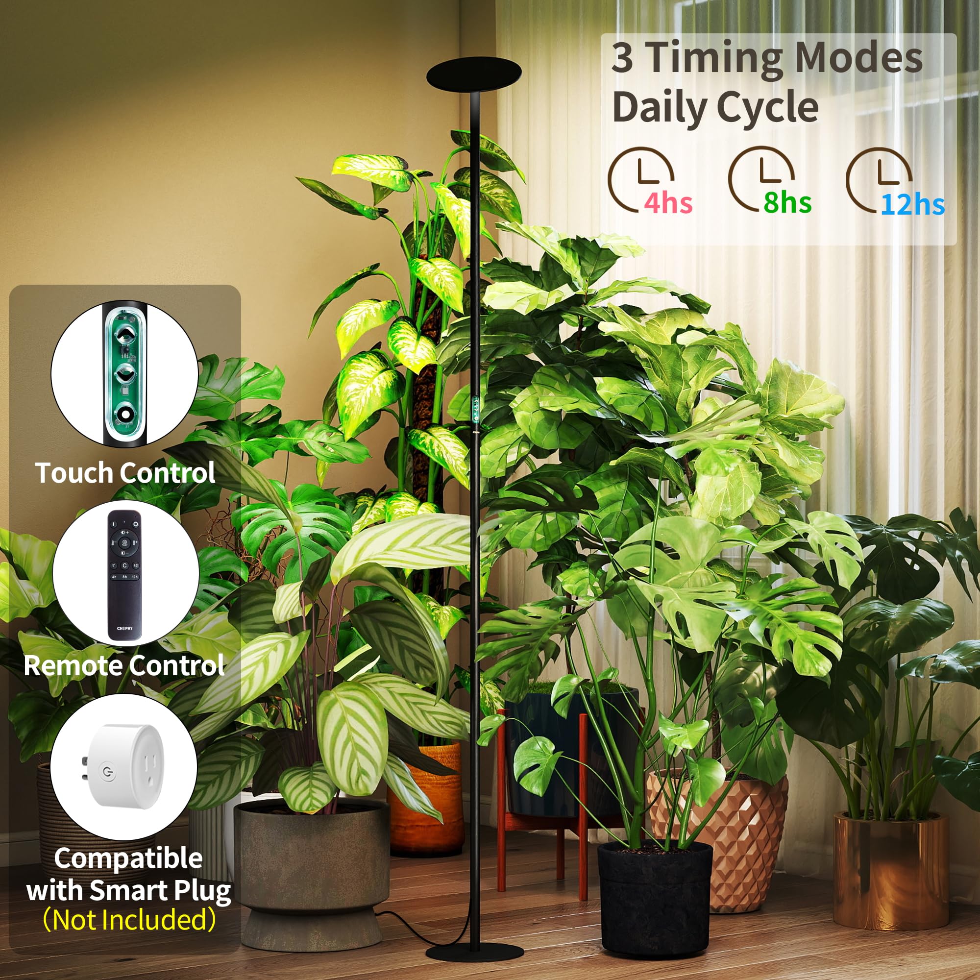 chiphy lifestyle living room setup blends grow light with decor for attractive plants