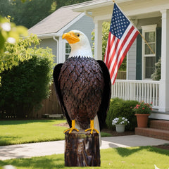 chisheen front view shows patriotic eagle as strong garden focal point