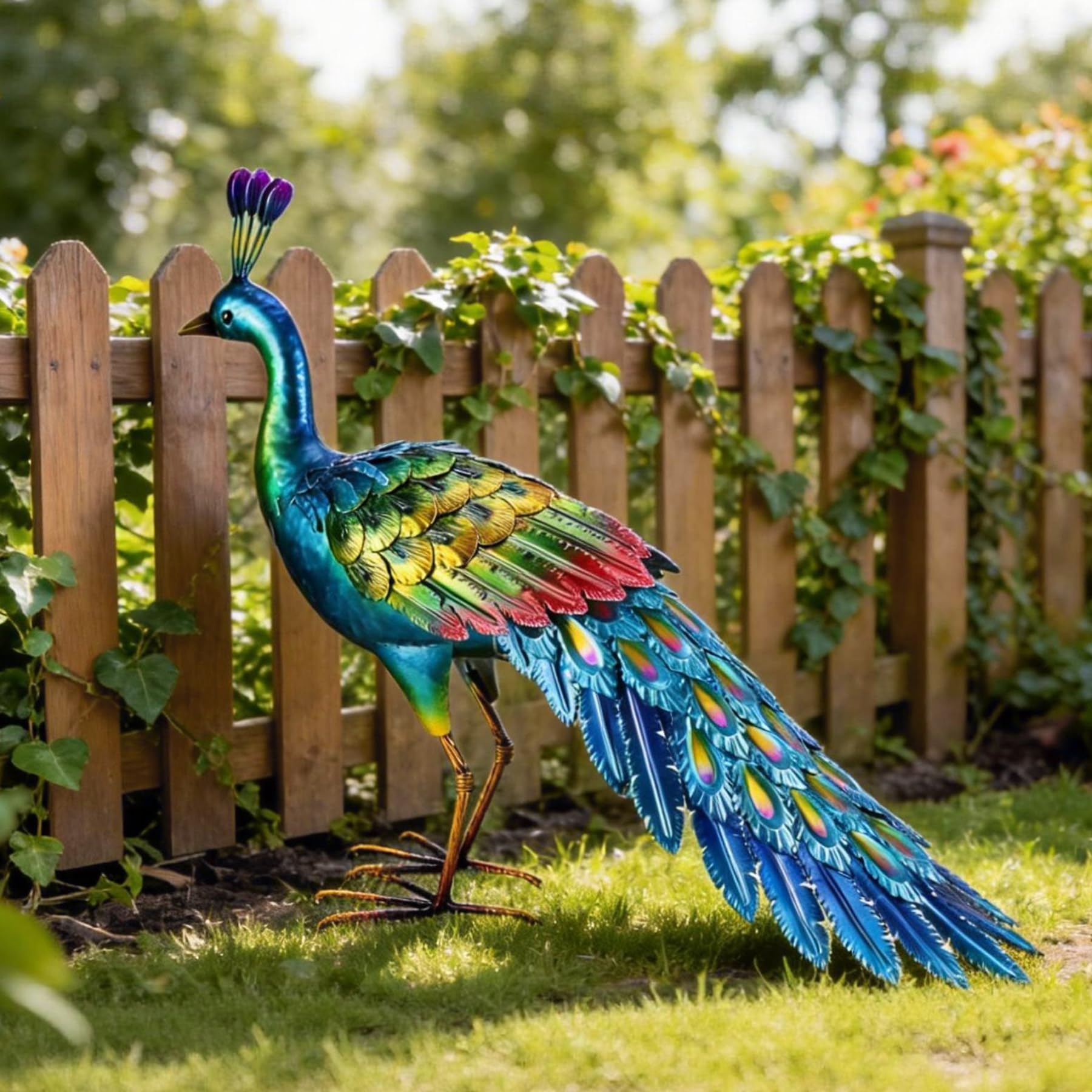chisheen peacock side profile displaying curved body and elegant silhouette