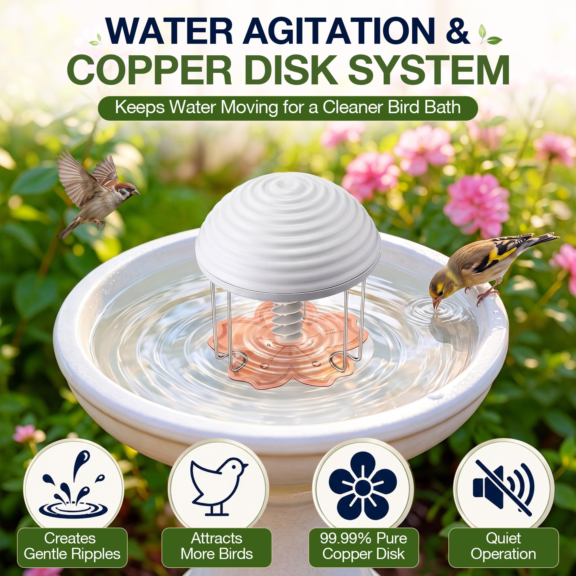 Chitidr 99.99% pure copper flower disk closeup highlighting improved water contact for fresher baths