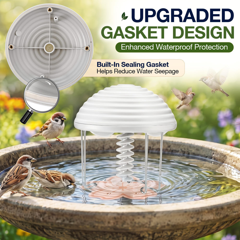 Chitidr unit installed in a concrete bird bath demonstrating easy placement and all-season use