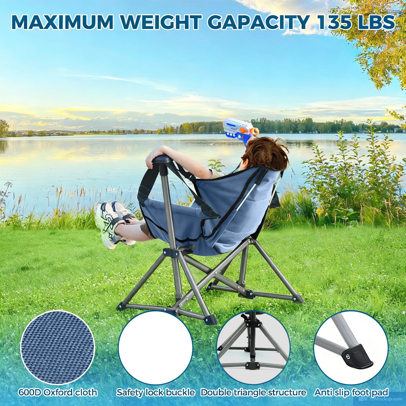 Chloraeon chair set up at campsite for lightweight travel use