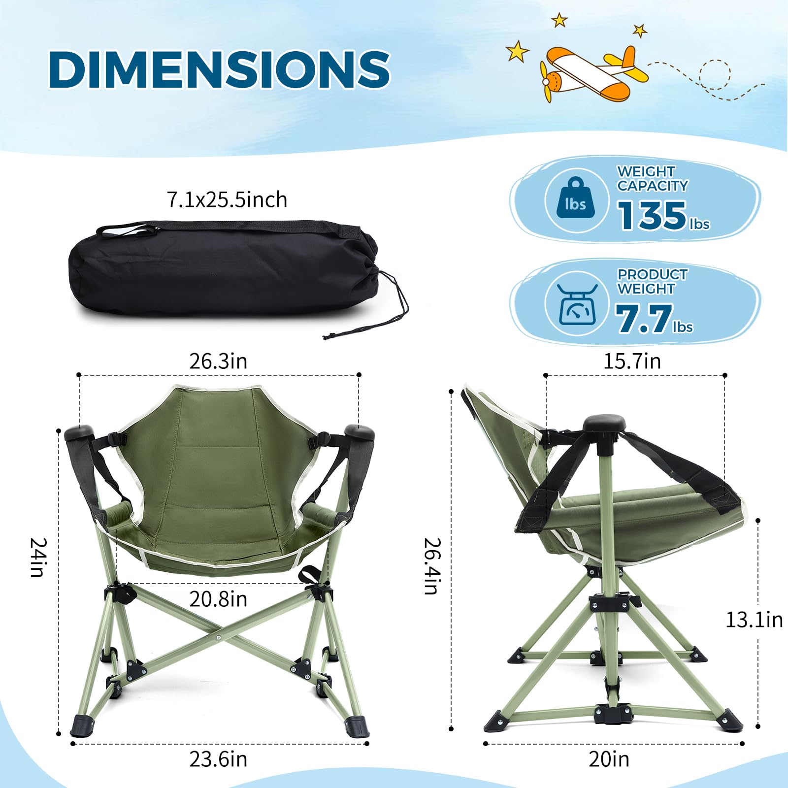 Chloraeon folded chair inside carry bag enabling compact transport