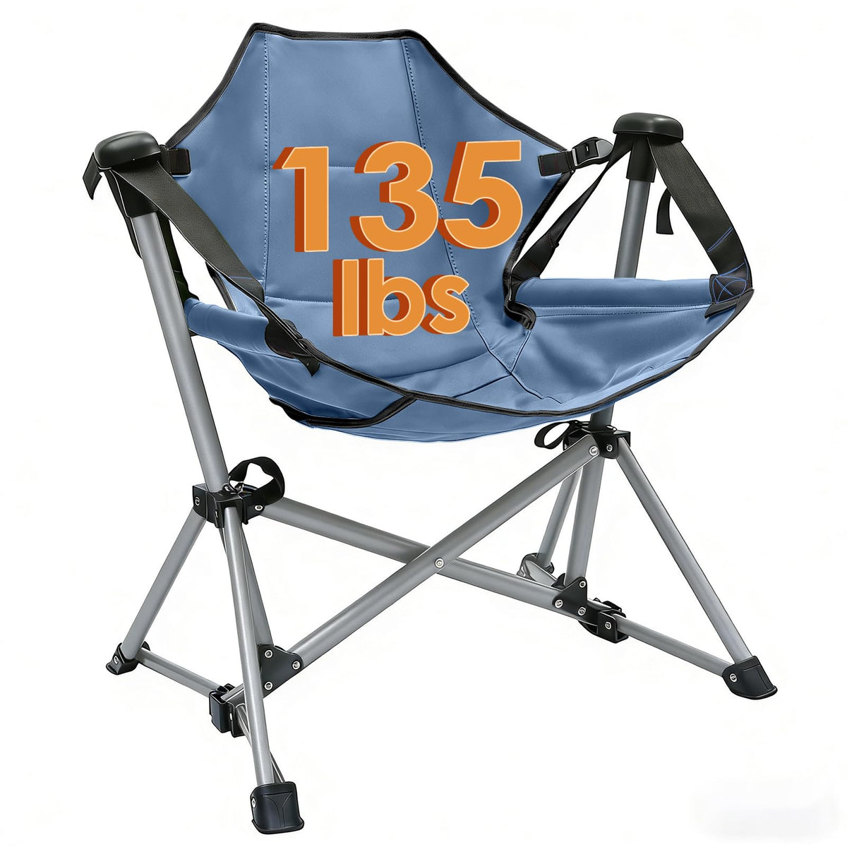 Chloraeon front view blue hammock chair showing comfortable seat