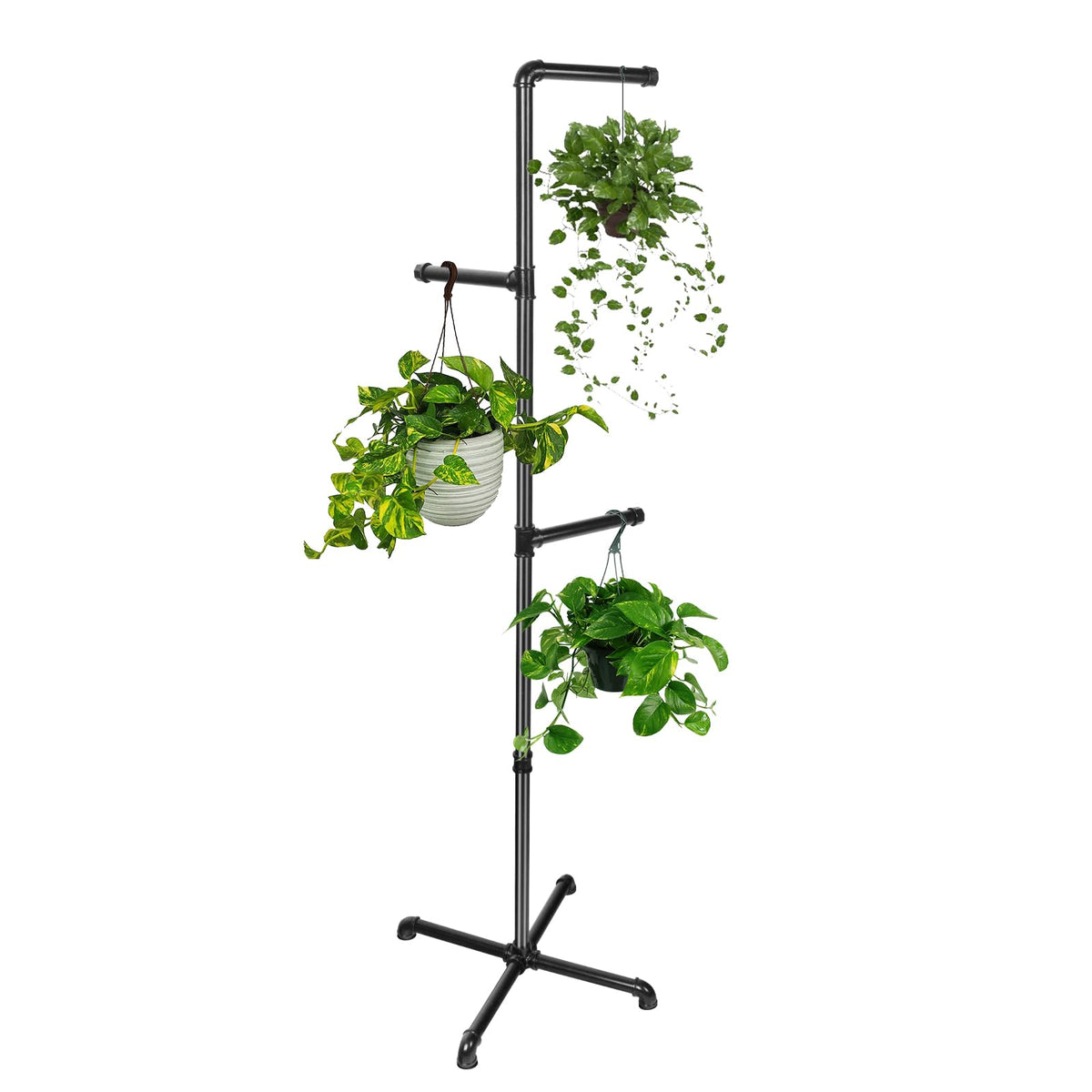 Chloraeon front view of black 61-inch stand showing multi-arm display benefit