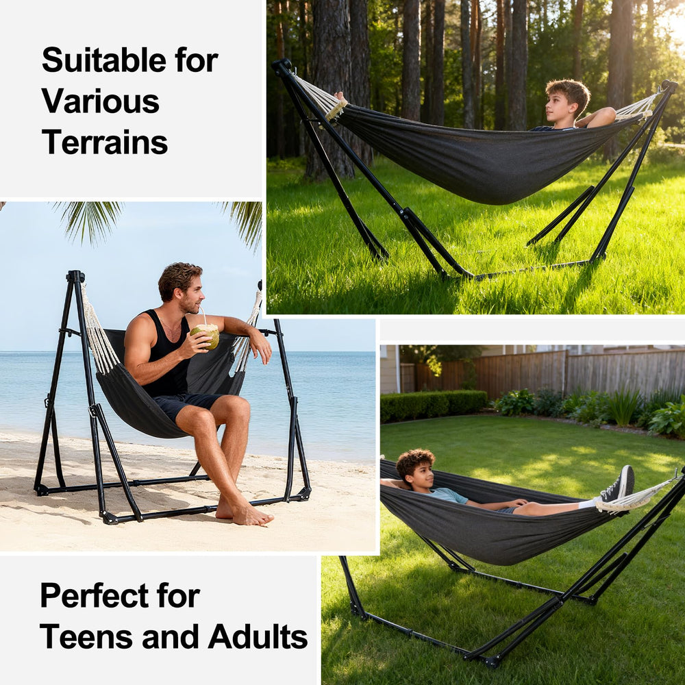 Chloraeon hammock chair set up at a campsite for convenient seating