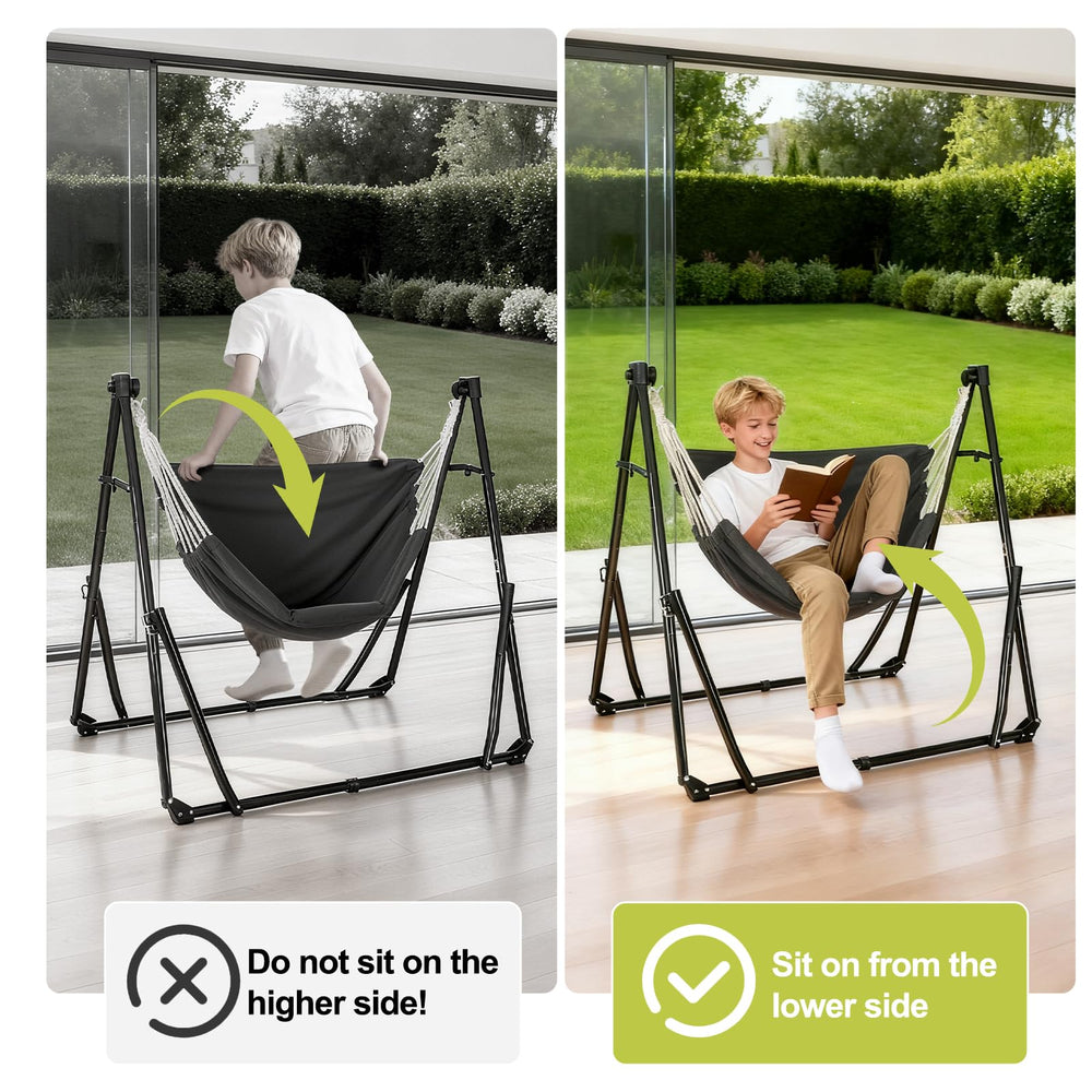 Chloraeon hammock chair on a patio providing portable outdoor comfort