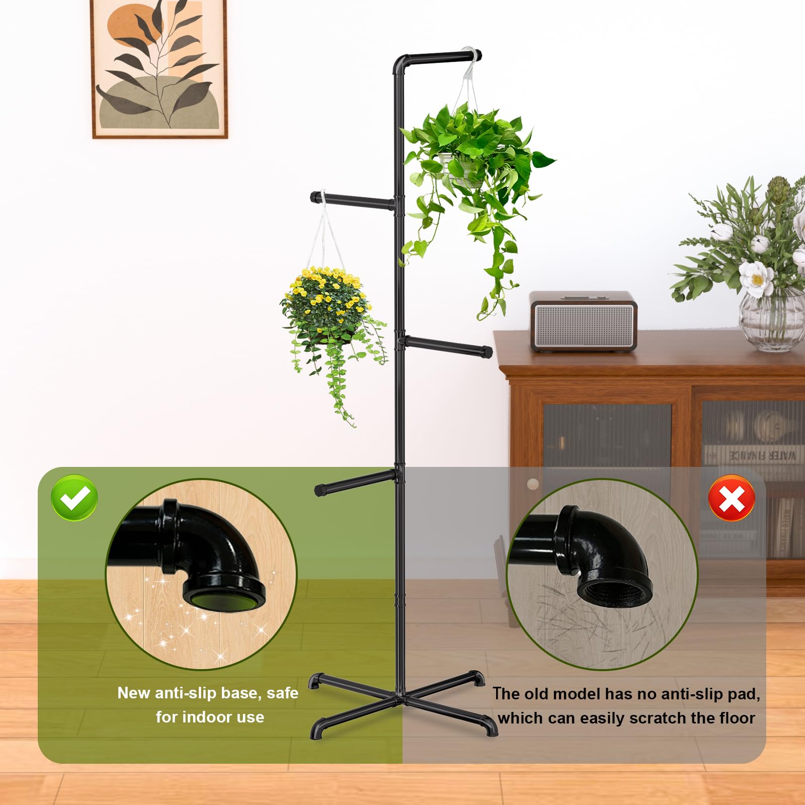 Chloraeon stand in living room with plants showing space-saving vertical display