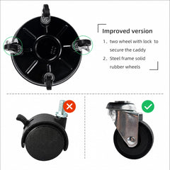 Choclaif wheel close-up showing solid rubber caster for quiet, durable movement