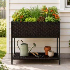 Chonsun front view of raised planter showing compact footprint and style benefit