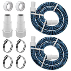 CHOOHC front view of 1.5" pool hose kit shows complete contents and quick install benefit
