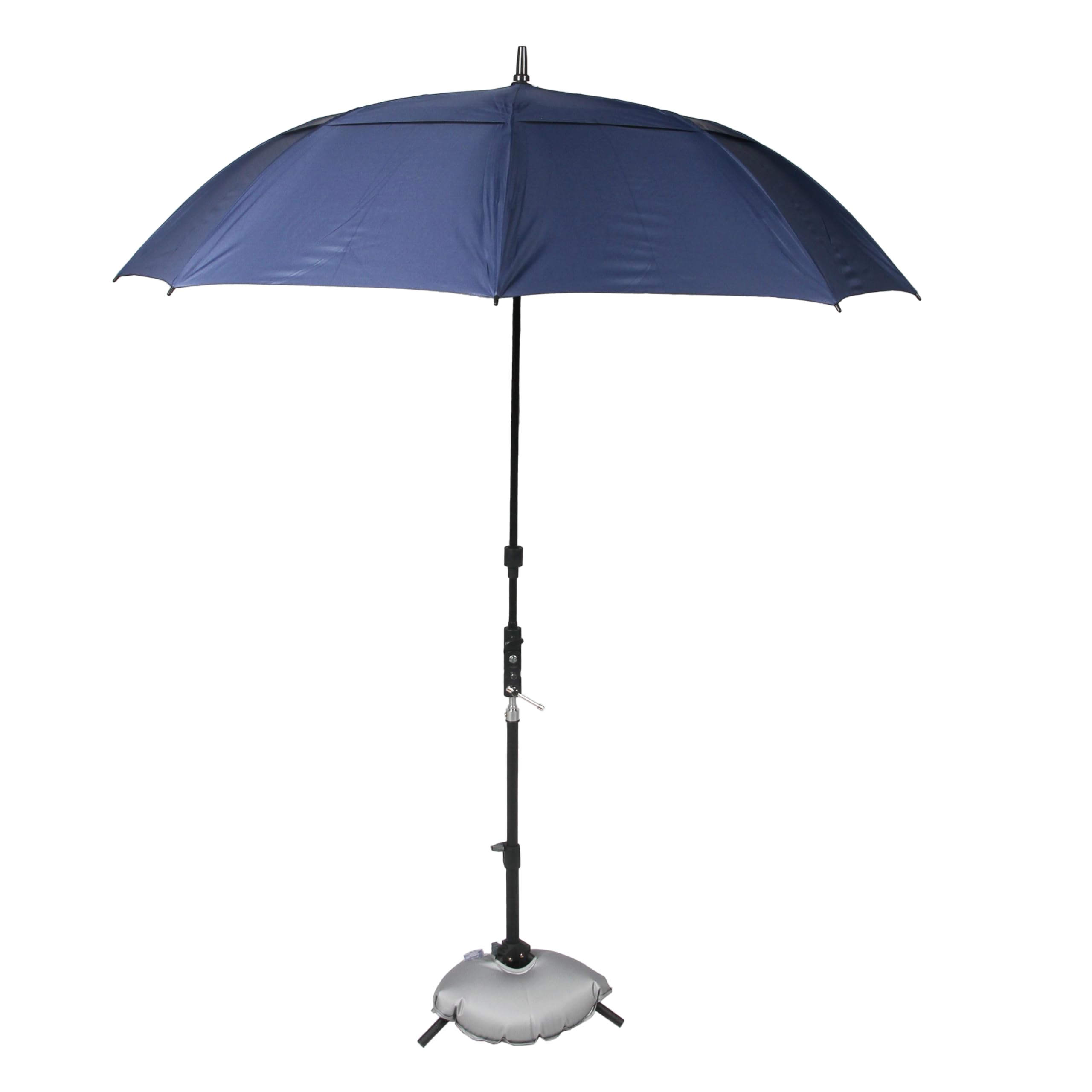 CHOOSEU umbrella attached to HVAC unit showing hands-free shaded workspace