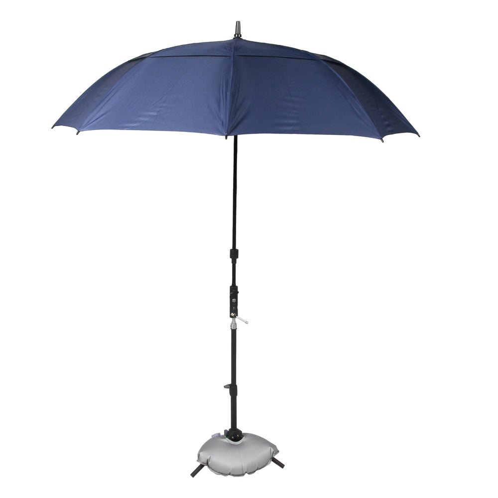 CHOOSEU umbrella attached to HVAC unit showing hands-free shaded workspace
