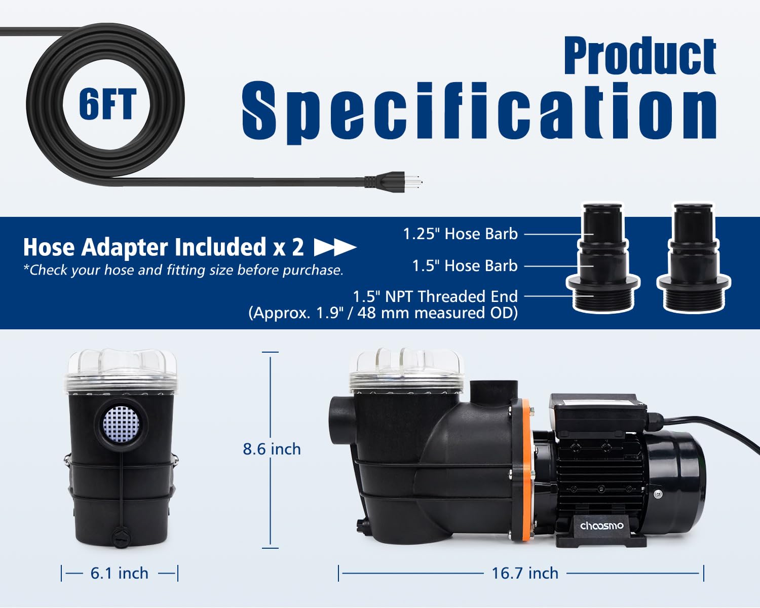 choosmo installed on above-ground filter tank demonstrating correct setup