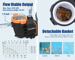 choosmo clear lid and large strainer basket showing simple debris removal benefit