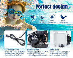 choosmo sand tank label detail illustrating 30 lb capacity and specs
