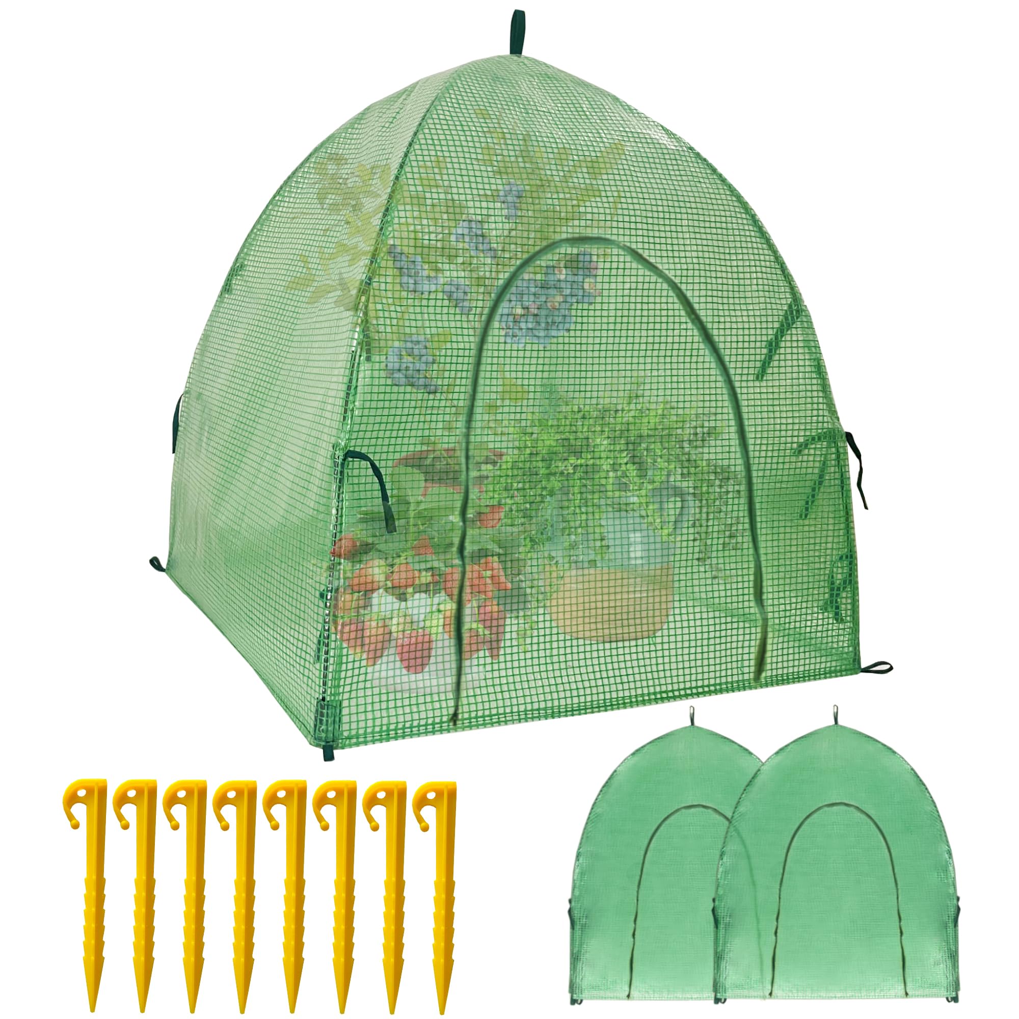 CHPPEY front view of cover protecting seedlings, clear shelter preserves growth