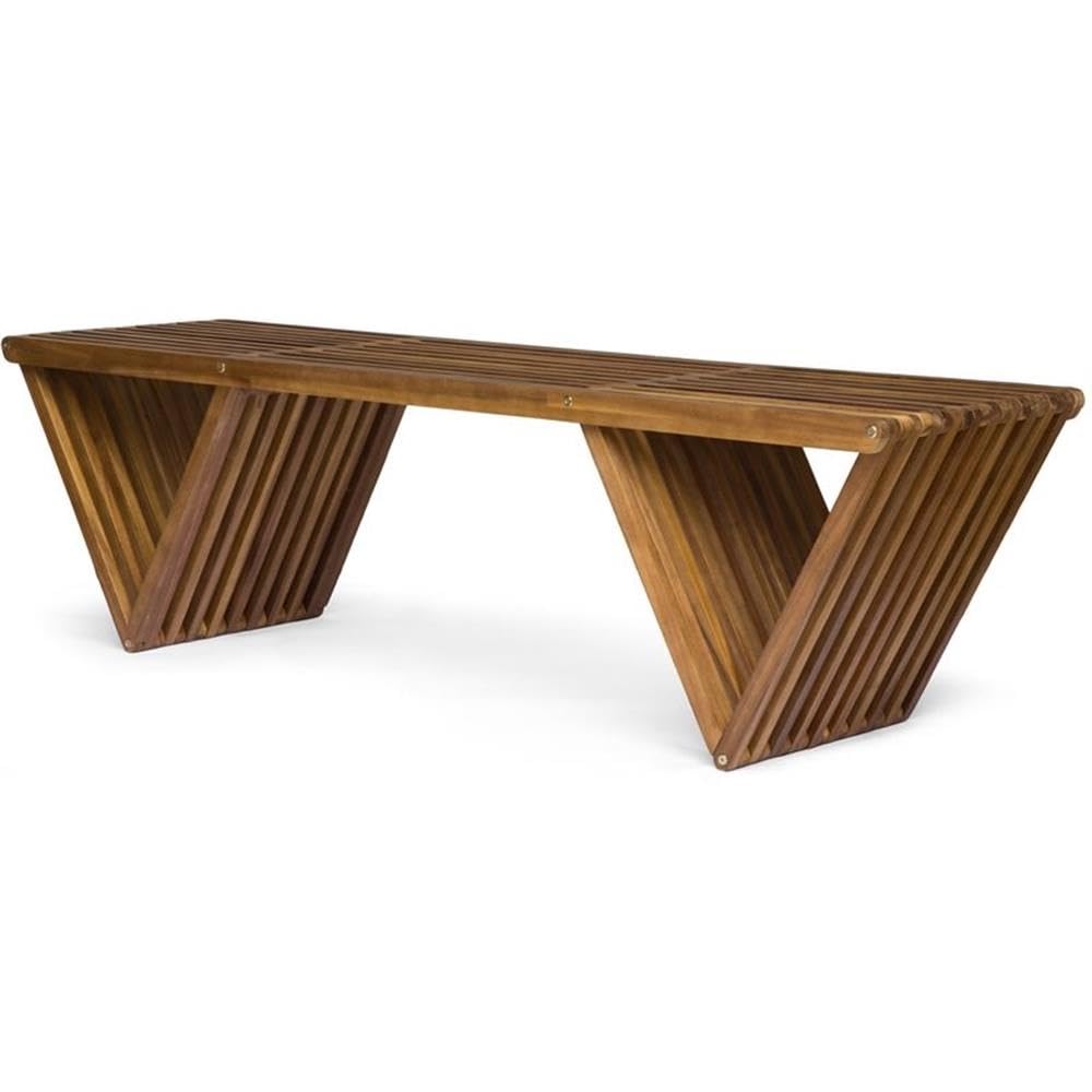 Christopher Knight Home bench front view showing teak finish and seating benefit