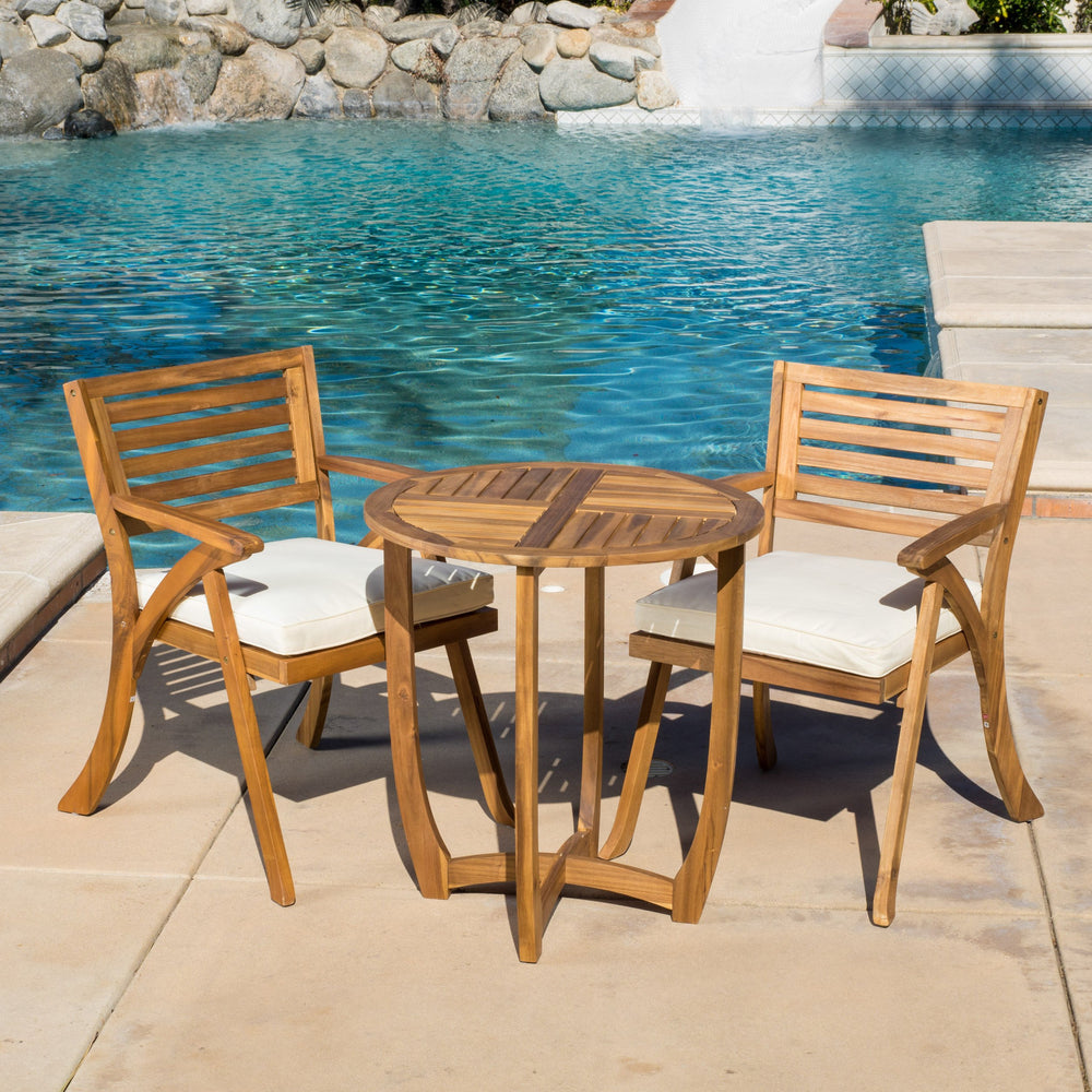 Christopher Knight Home close-up of round tabletop showing wood grain and durable finish